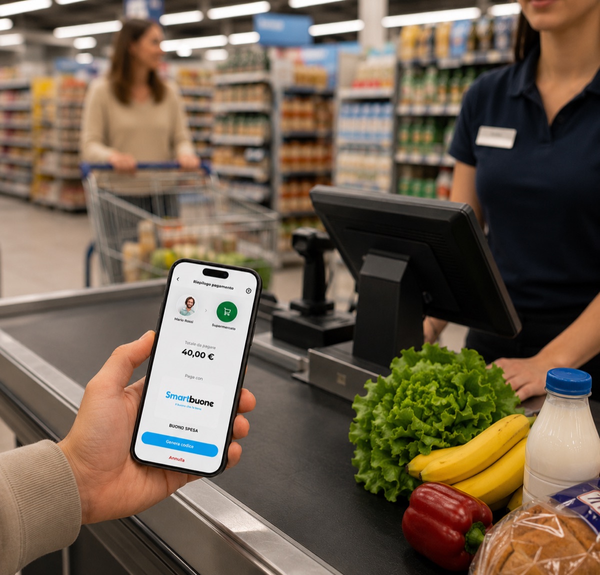 Pagamento con buono pasto al supermercato